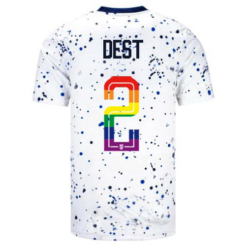 Sergino Dest 2023/24 White USA Rainbow Men's Jersey