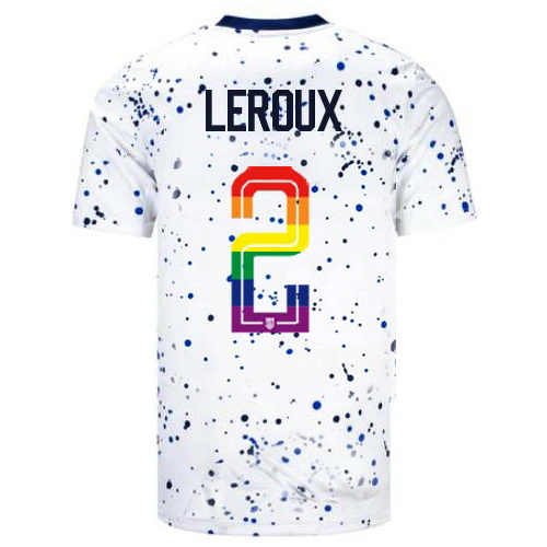 Sydney Leroux 2023/24 White USA Rainbow Men's Jersey