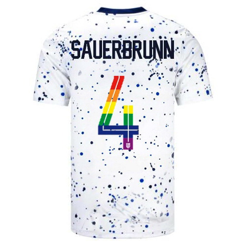 Becky Sauerbrunn 2023/24 White USA Rainbow Men's Jersey