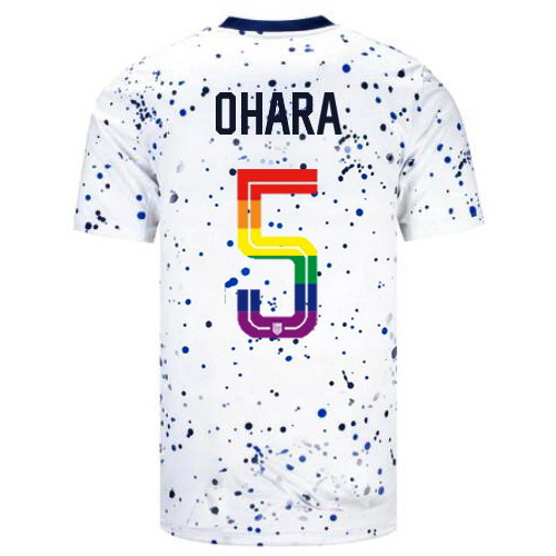 Kelley O'hara 2023/24 White USA Rainbow Men's Jersey