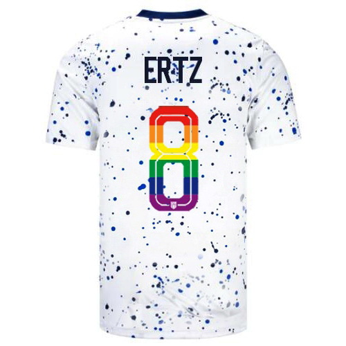 Julie Ertz 2023/24 White USA Rainbow Men's Jersey