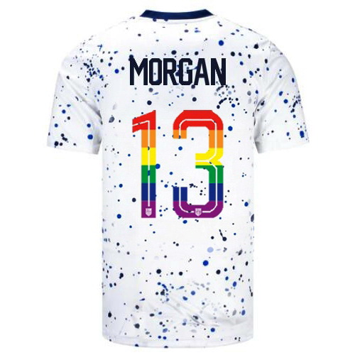 Alex Morgan 2023/24 White USA Rainbow Men's Jersey