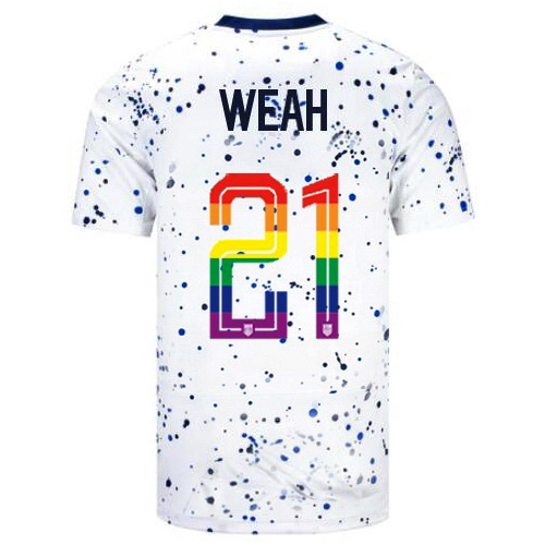 Tim Weah 2023/24 White USA Rainbow Men's Jersey