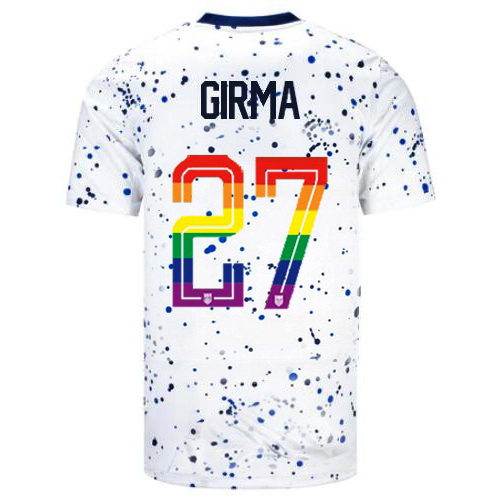 Naomi Girma 2023/24 White USA Rainbow Men's Jersey