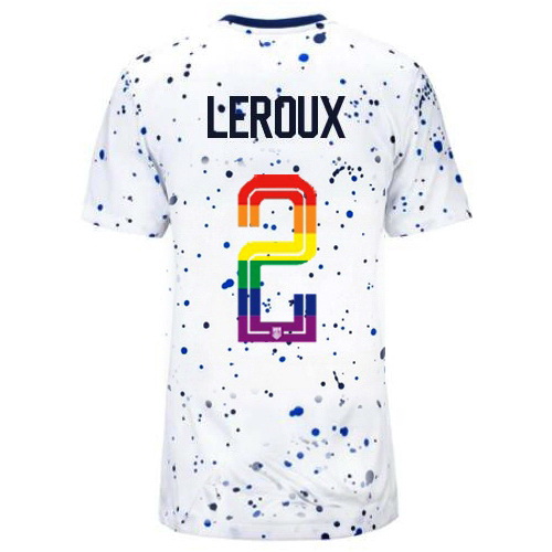 Sydney Leroux 2023/24 White USA Rainbow Women's Jersey