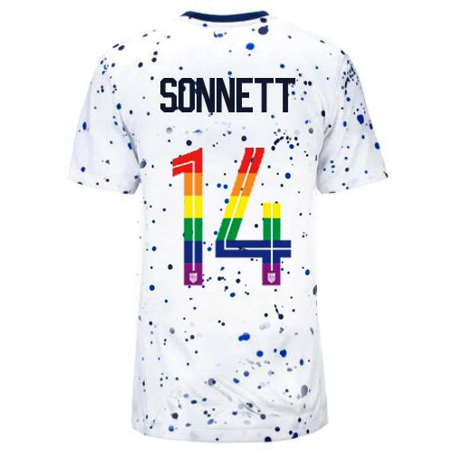 Emily Sonnett 2023/24 White USA Rainbow Women's Jersey