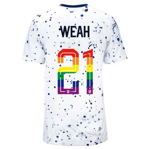 Tim Weah 2023/24 White USA Rainbow Women's Jersey