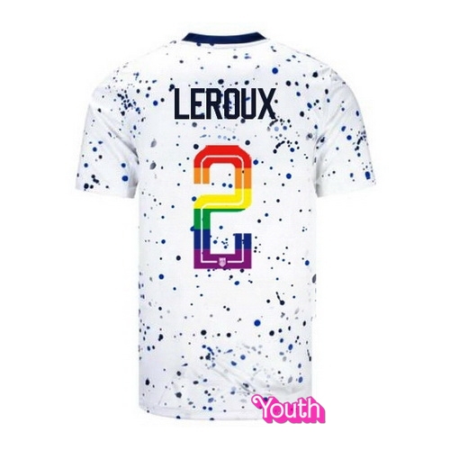 Sydney Leroux 2023/24 White USA Rainbow Youth Jersey