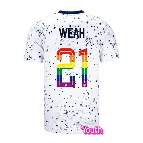 Tim Weah 2023/24 White USA Rainbow Youth Jersey