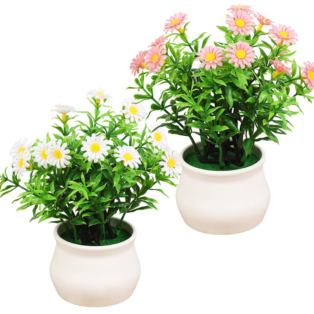 Pink White Daisy Artificial Flowers for Home Indoor Garden