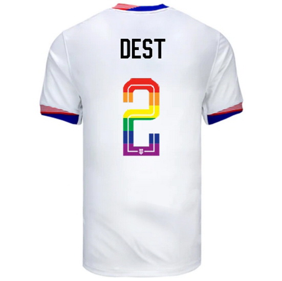 Sergino Dest 2024/25 White USA Rainbow Men's Jersey