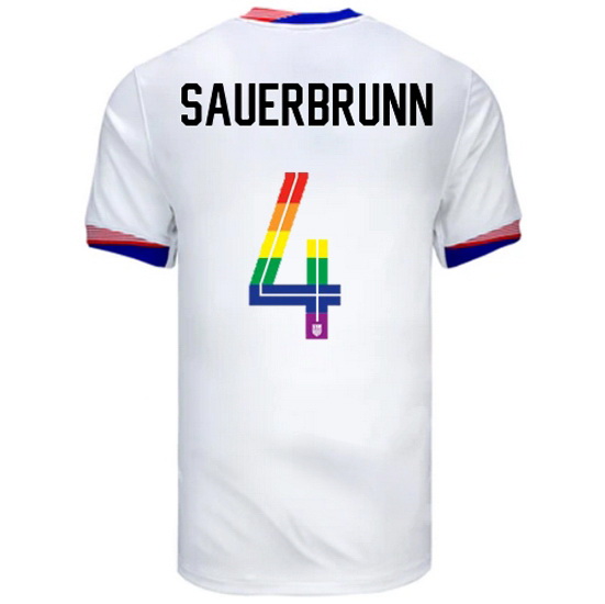 Becky Sauerbrunn 2024/25 White USA Rainbow Men's Jersey