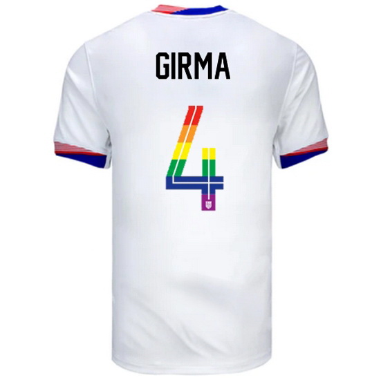 Naomi Girma 2024/25 White USA Rainbow Men's Jersey