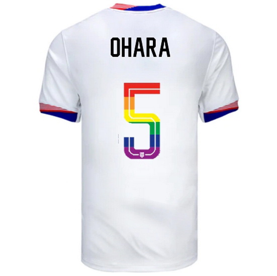 Kelley O'Hara 2024/25 White USA Rainbow Men's Jersey