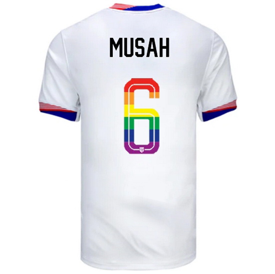 Yunus Musah 2024/25 White USA Rainbow Men's Jersey