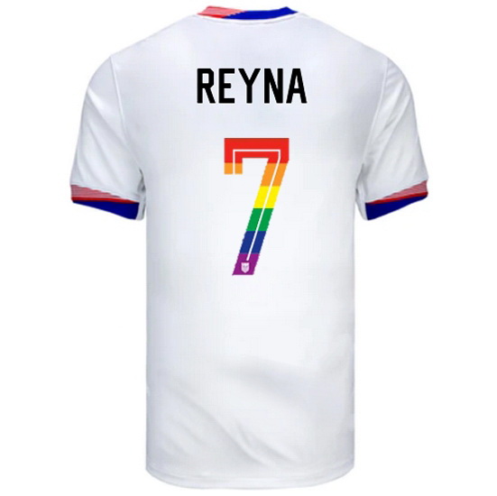 Giovanni Reyna 2024/25 White USA Rainbow Men's Jersey