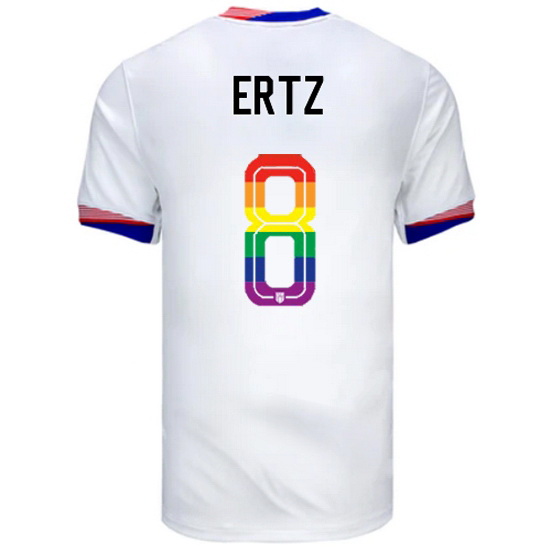 Julie Ertz 2024/25 White USA Rainbow Men's Jersey