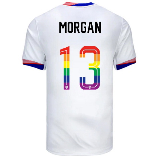 Alex Morgan 2024/25 White USA Rainbow Men's Jersey