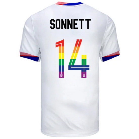 Emily Sonnett 2024/25 White USA Rainbow Men's Jersey