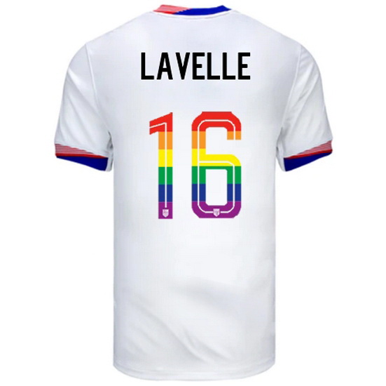 Rose Lavelle 2024/25 White USA Rainbow Men's Jersey