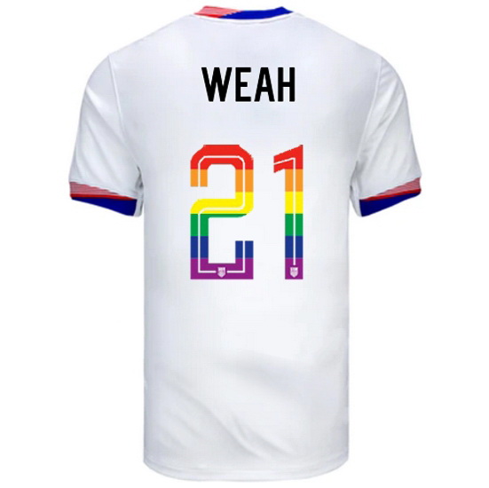 Tim Weah 2024/25 White USA Rainbow Men's Jersey