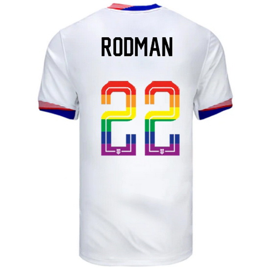 Trinity Rodman 2024/25 White USA Rainbow Men's Jersey