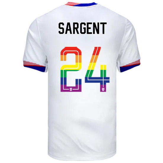 Josh Sargent 2024/25 White USA Rainbow Men's Jersey