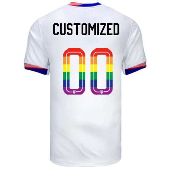 Customized 2024/25 White USA Rainbow Men's Jersey