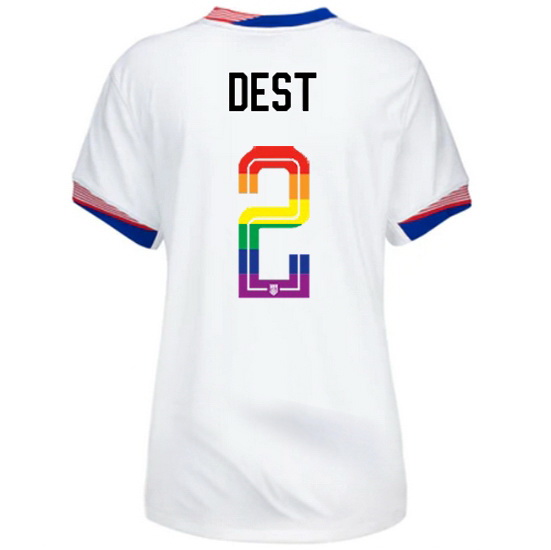 Sergino Dest 2024/25 White USA Rainbow Women's Jersey