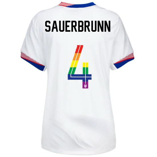 Becky Sauerbrunn 2024/25 White USA Rainbow Women's Jersey