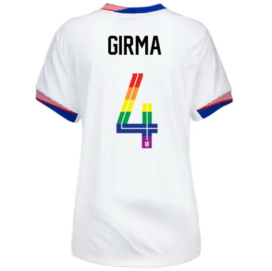 Naomi Girma 2024/25 White USA Rainbow Women's Jersey