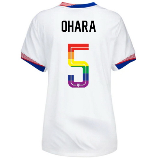 Kelley O'Hara 2024/25 White USA Rainbow Women's Jersey