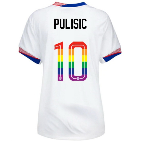 Christian Pulisic 2024/25 White USA Rainbow Women's Jersey