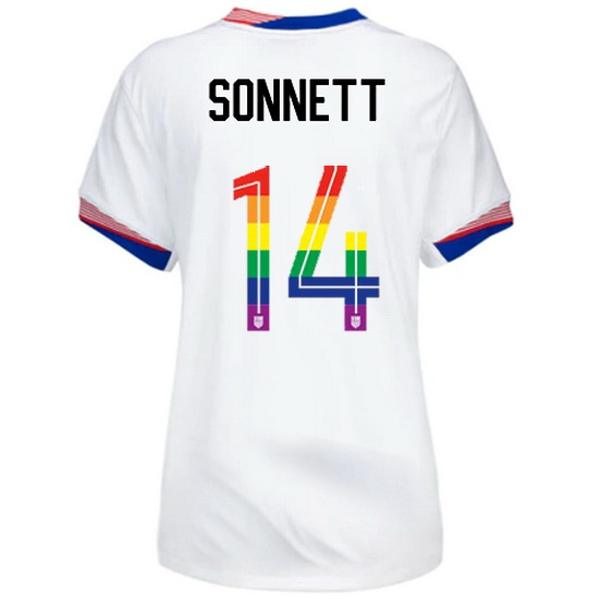 Emily Sonnett 2024/25 White USA Rainbow Women's Jersey