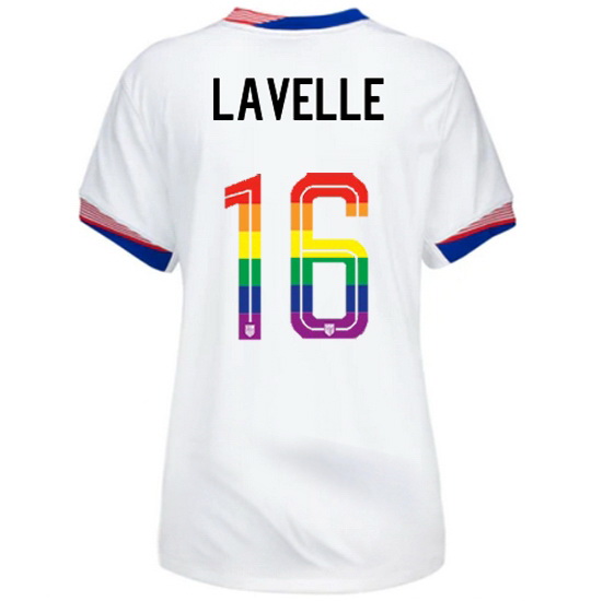 Rose Lavelle 2024/25 White USA Rainbow Women's Jersey