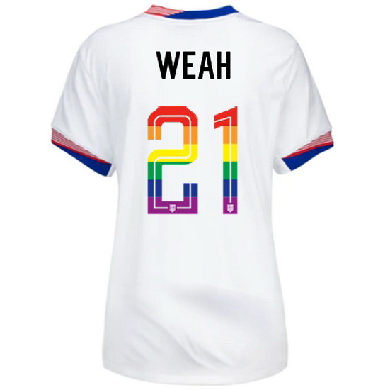 Tim Weah 2024/25 White USA Rainbow Women's Jersey