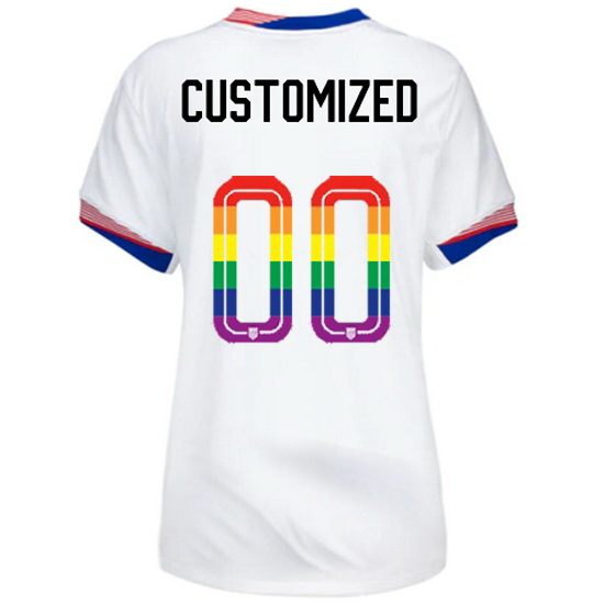 Customized 2024/25 White USA Rainbow Women's Jersey