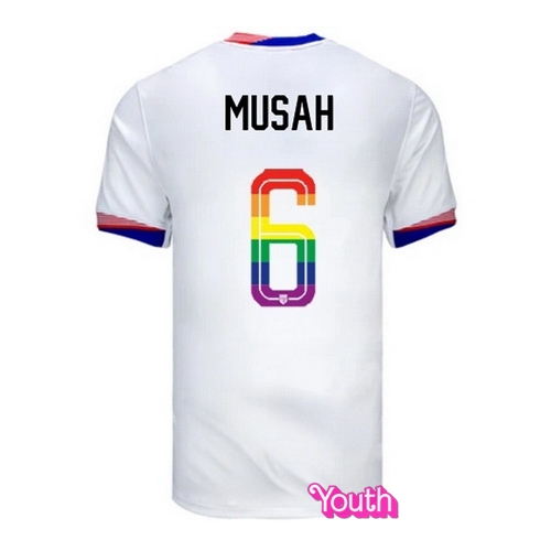 Yunus Musah 2024/25 White USA Rainbow Youth Jersey