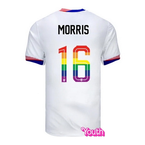 Jordan Morris 2024/25 White USA Rainbow Youth Jersey