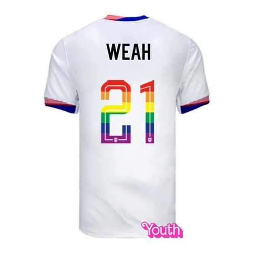 Tim Weah 2024/25 White USA Rainbow Youth Jersey