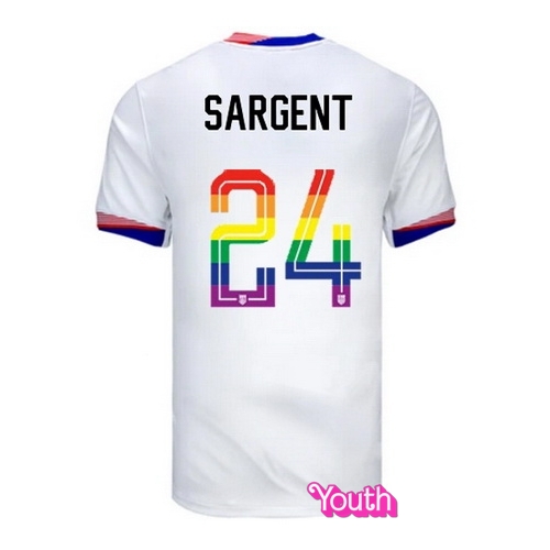 Josh Sargent 2024/25 White USA Rainbow Youth Jersey