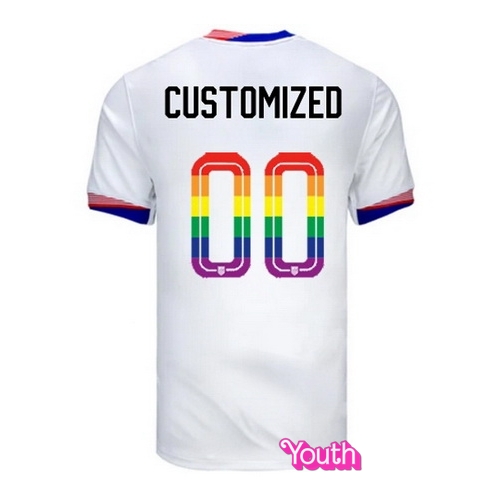 Customized 2024/25 White USA Rainbow Youth Jersey